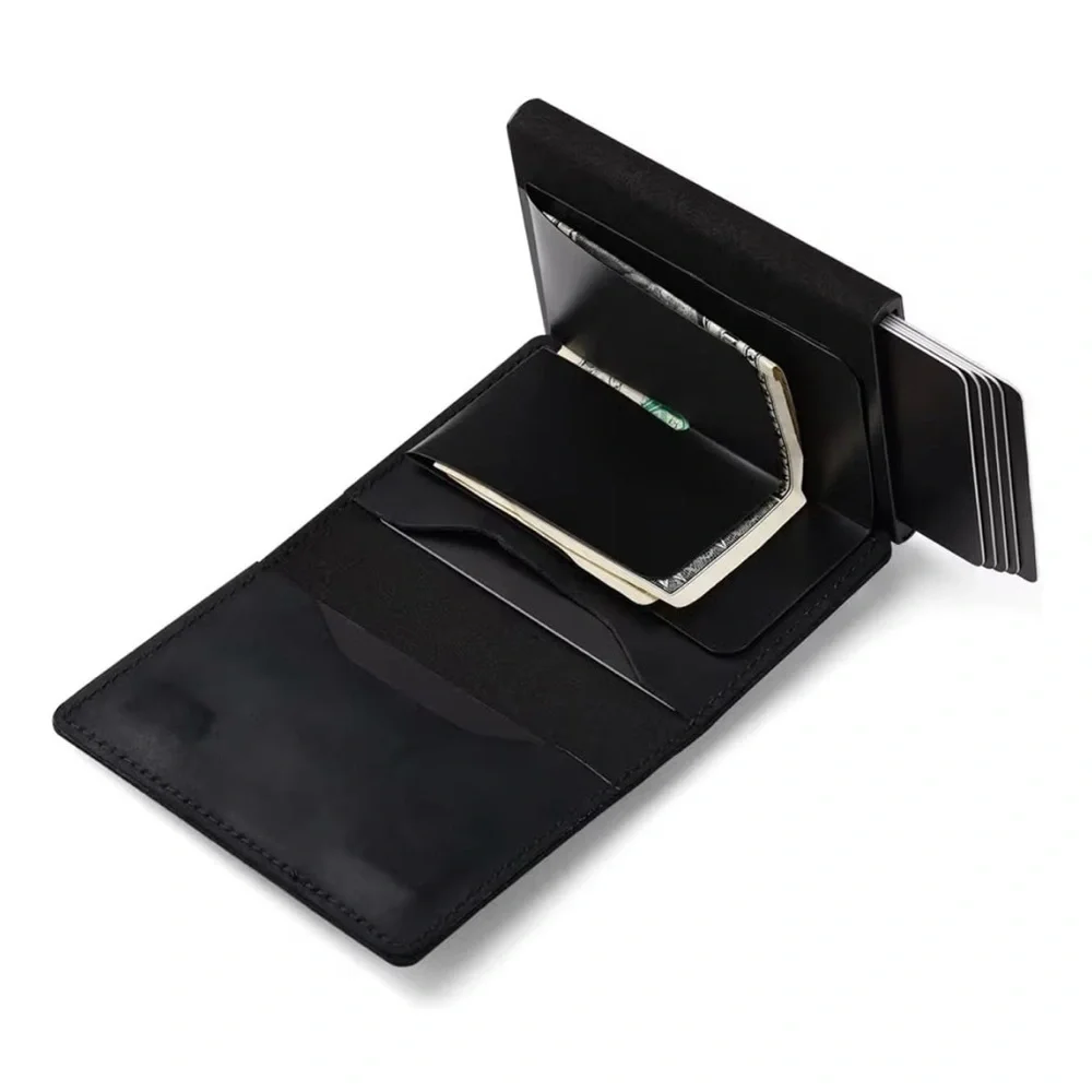 Black Leather Key & Card Holder